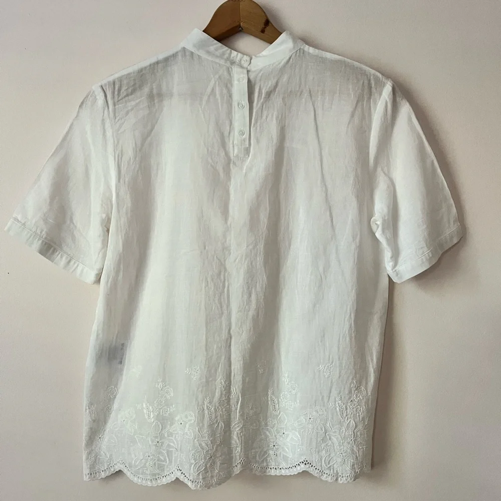 Chloé Stora White Embroidered Cotton Blouse 38 Medium - Picture 4 of 6